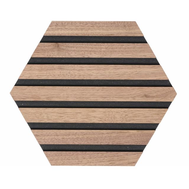 Hexagon American Walnut Black Mdf Black Felt 1 Kvadratisk Bf6Bde26 Denpanels